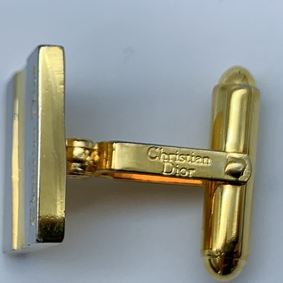 Vintage Christian Dior Two-Tone Gold and Silver Cufflinks - Picture 5 of 6